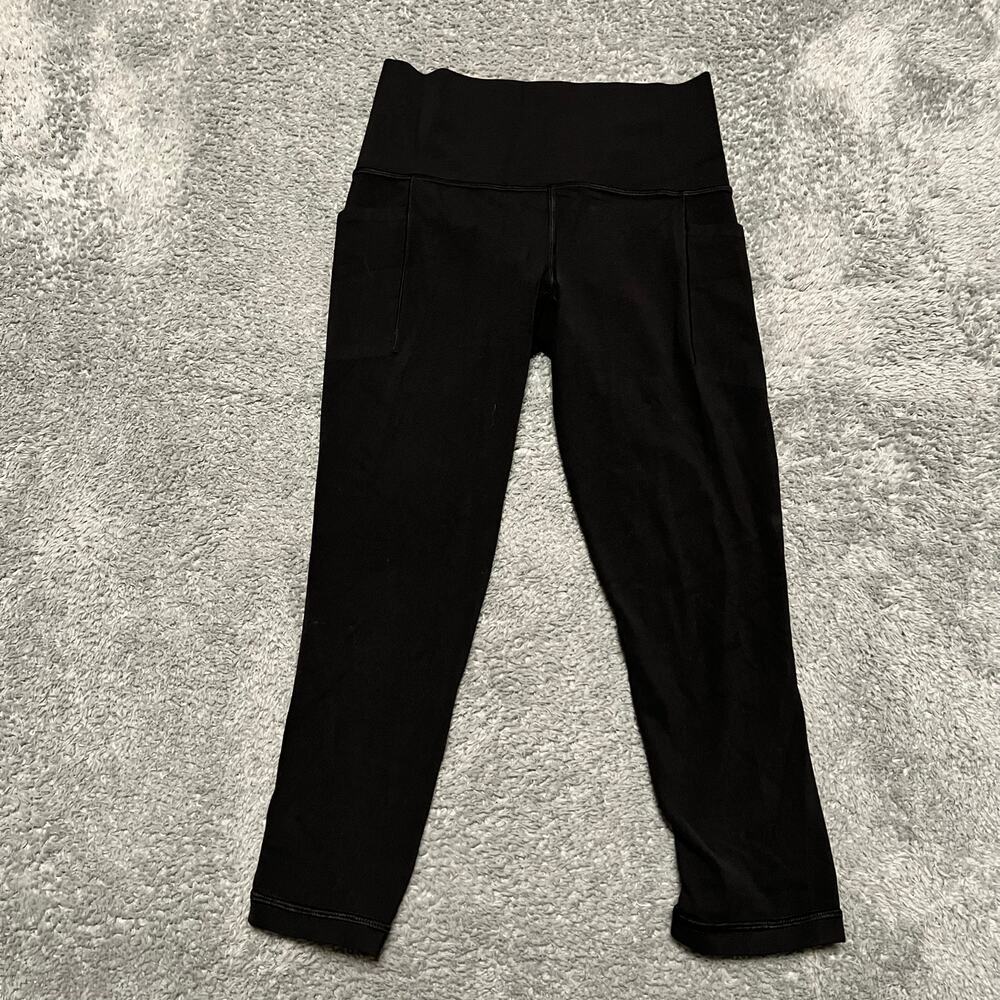 Athleta Leggings Womens XS Black Salutation Stash Pocket Cropped